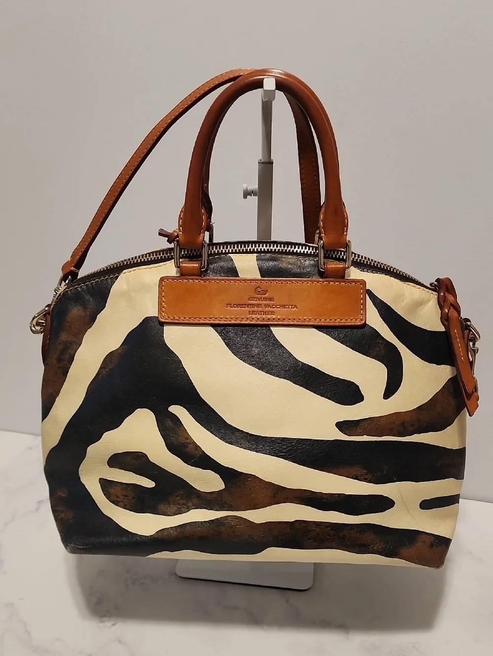 Dooney & Bourke Florentine Vacchetta Vintage Zebra Print Leather  Purse